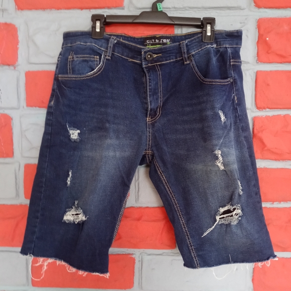 Cut & Sew Men Jeans Short Size 34 🌙 - Picture 1 of 5